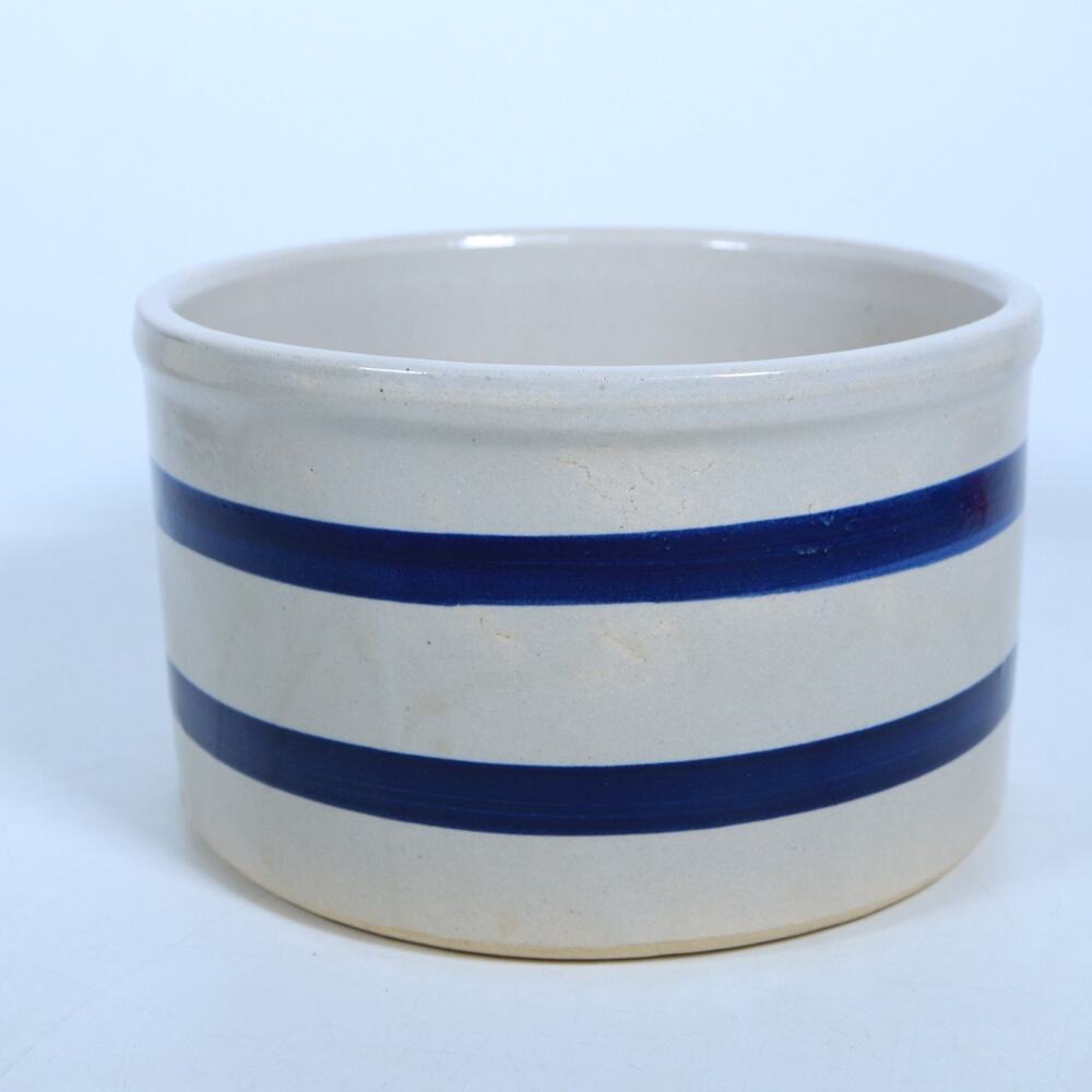 Roseville Pottery RRP Large Blue Stripe Crock 8" diameter #303-C